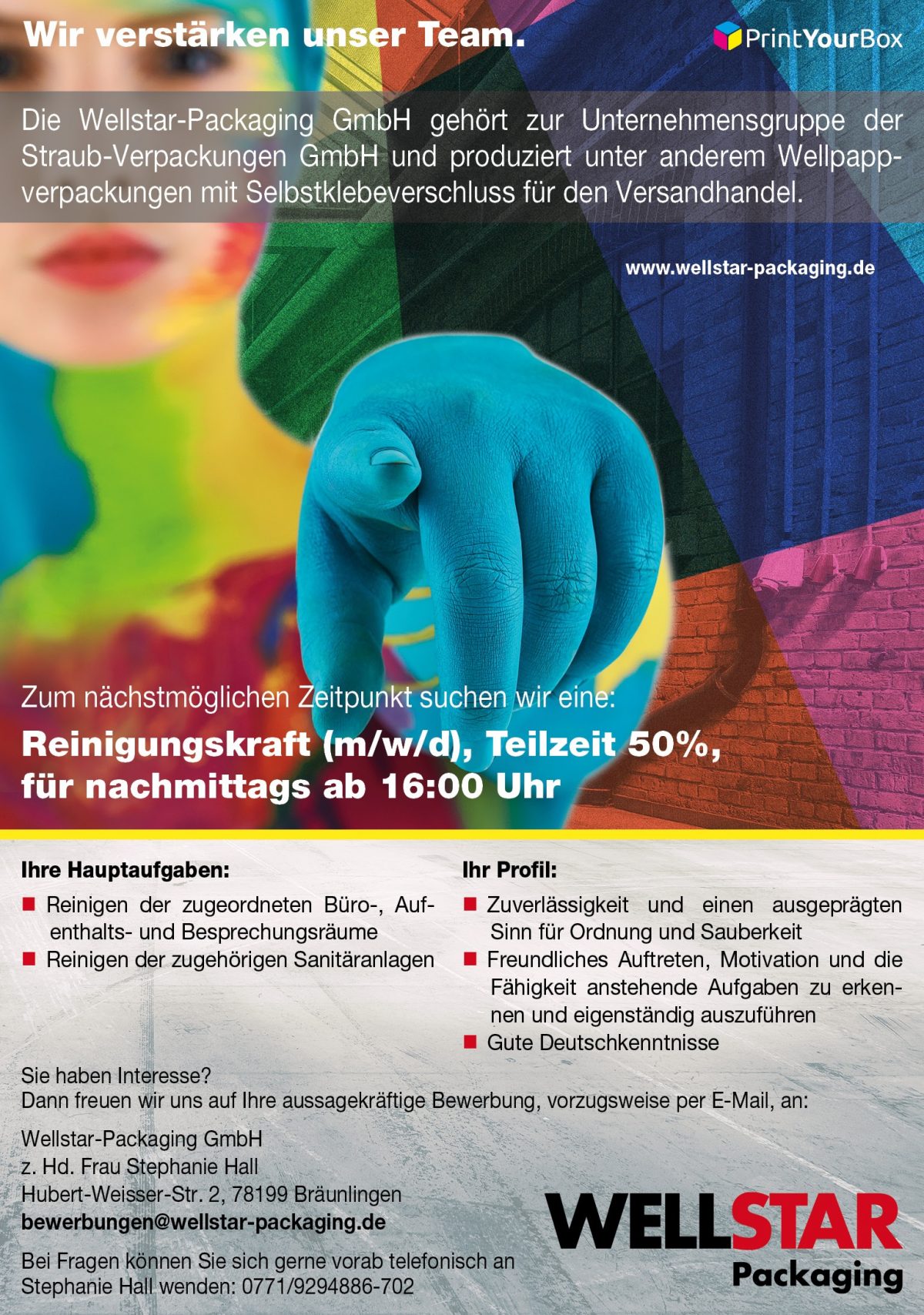 20190711 Stellenanzeige Reinigungskraft