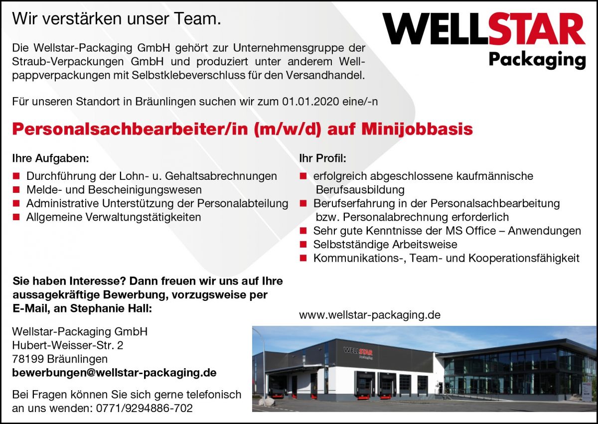 20190924 Stellenanzeige Personal Minijob