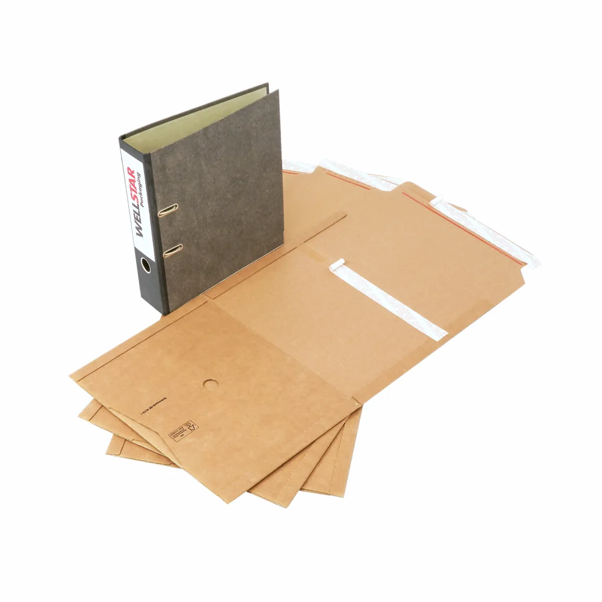 Ordner Pack Wickelverpackung braun A4 flach A4 Hochformat